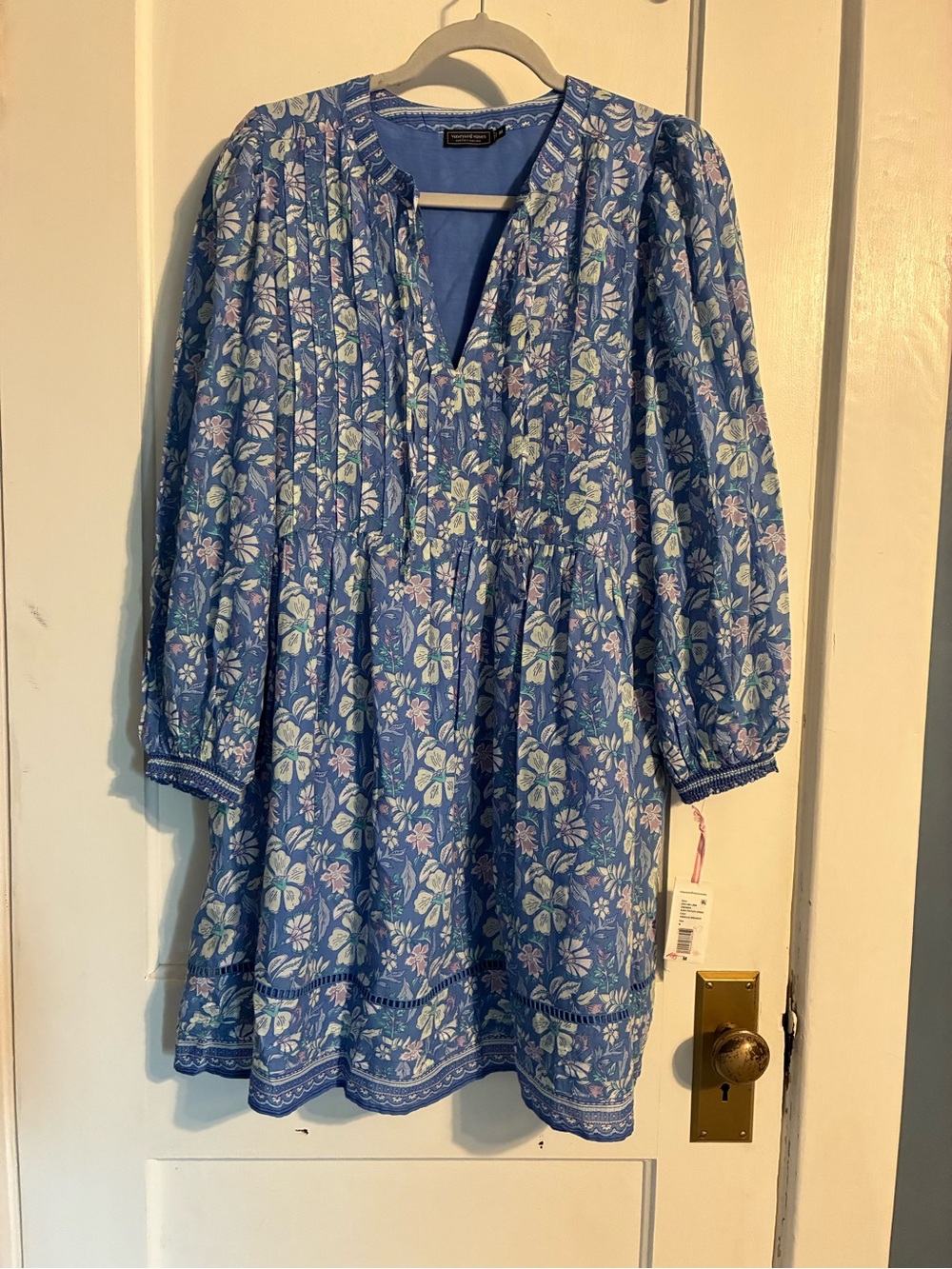 Vineyard Vines Blue Floral Peasant Dress